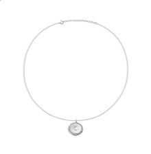 THE BLOCK PAVE' INITIAL DISC NECKLACE - The M Jewelers