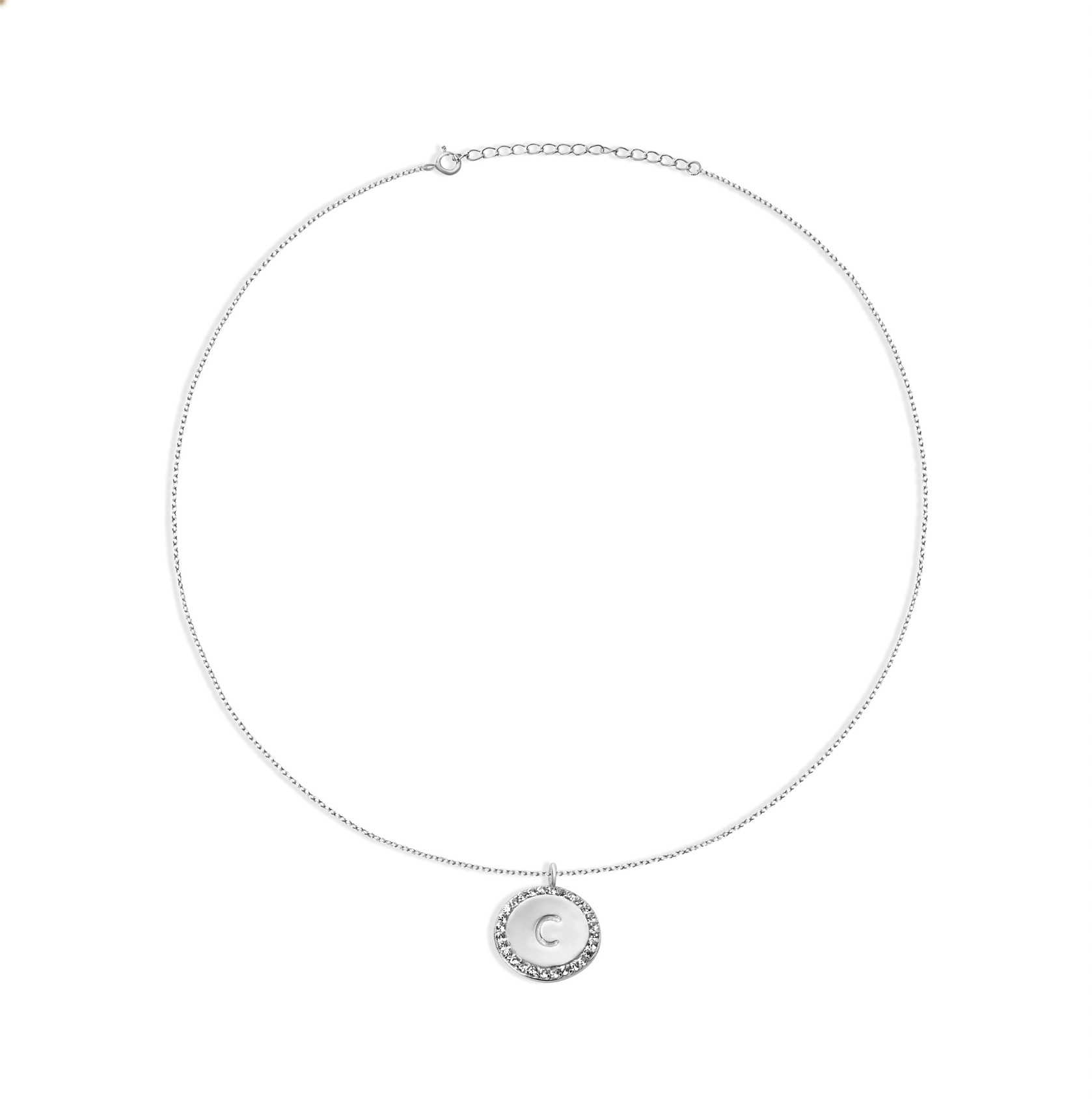 THE BLOCK PAVE' INITIAL DISC NECKLACE - The M Jewelers