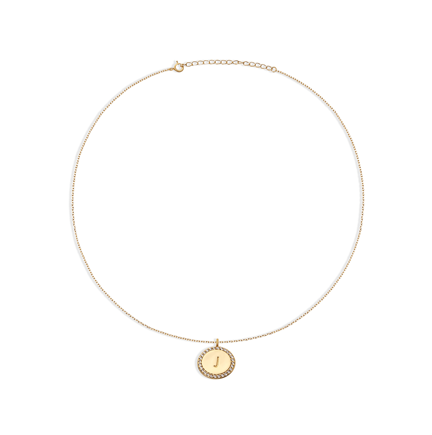 The Block Pave Initial Disc Necklace | Gold Vermeil