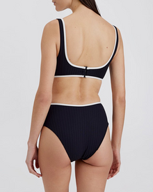 Womens | Sarah Ribbed One Piece | Noir/Optic White
