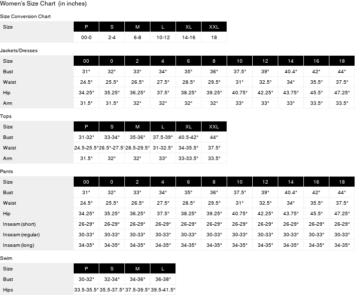 Product size guide