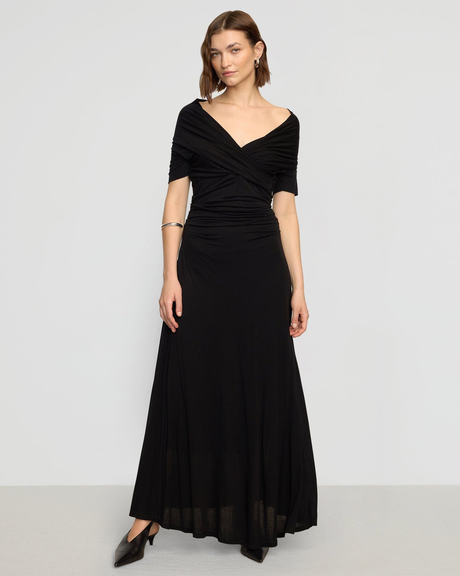 Thilda Ruched Off-Shoulder Dress | Black
