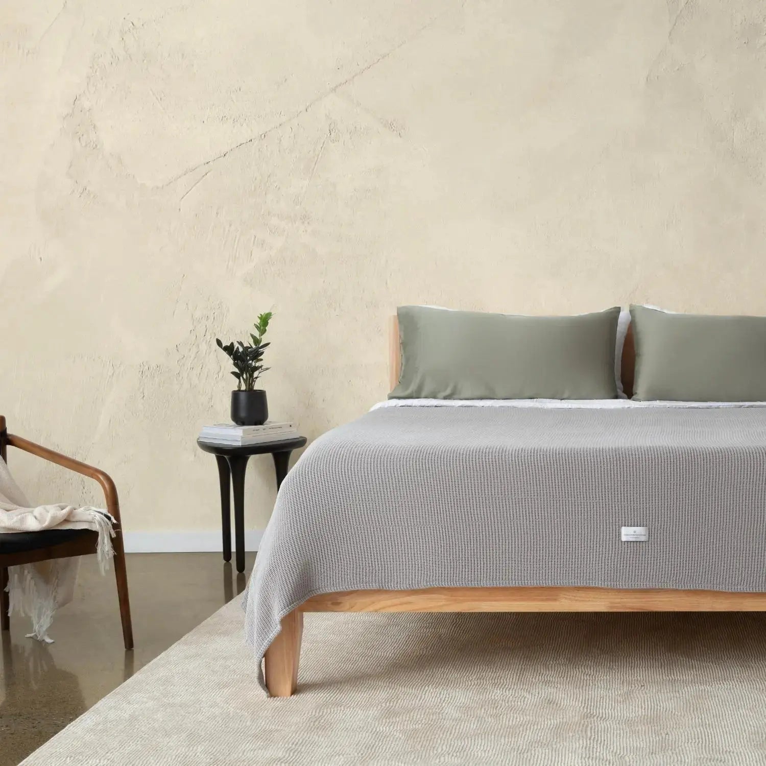 Blissful Bamboo Waffle Throw Blanket | Sage