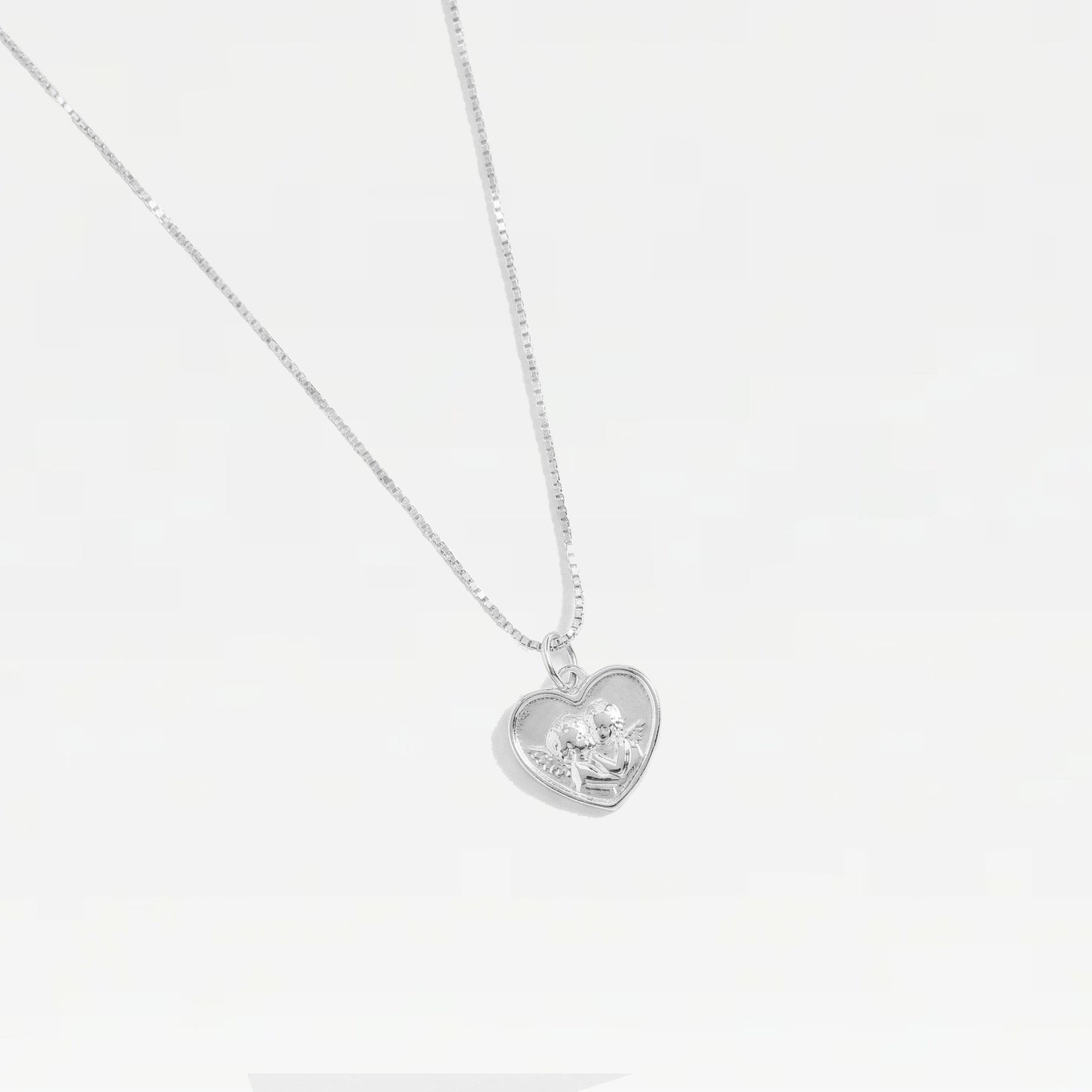 The Tiny Angel Heart Pendant Necklace | Sterling Silver