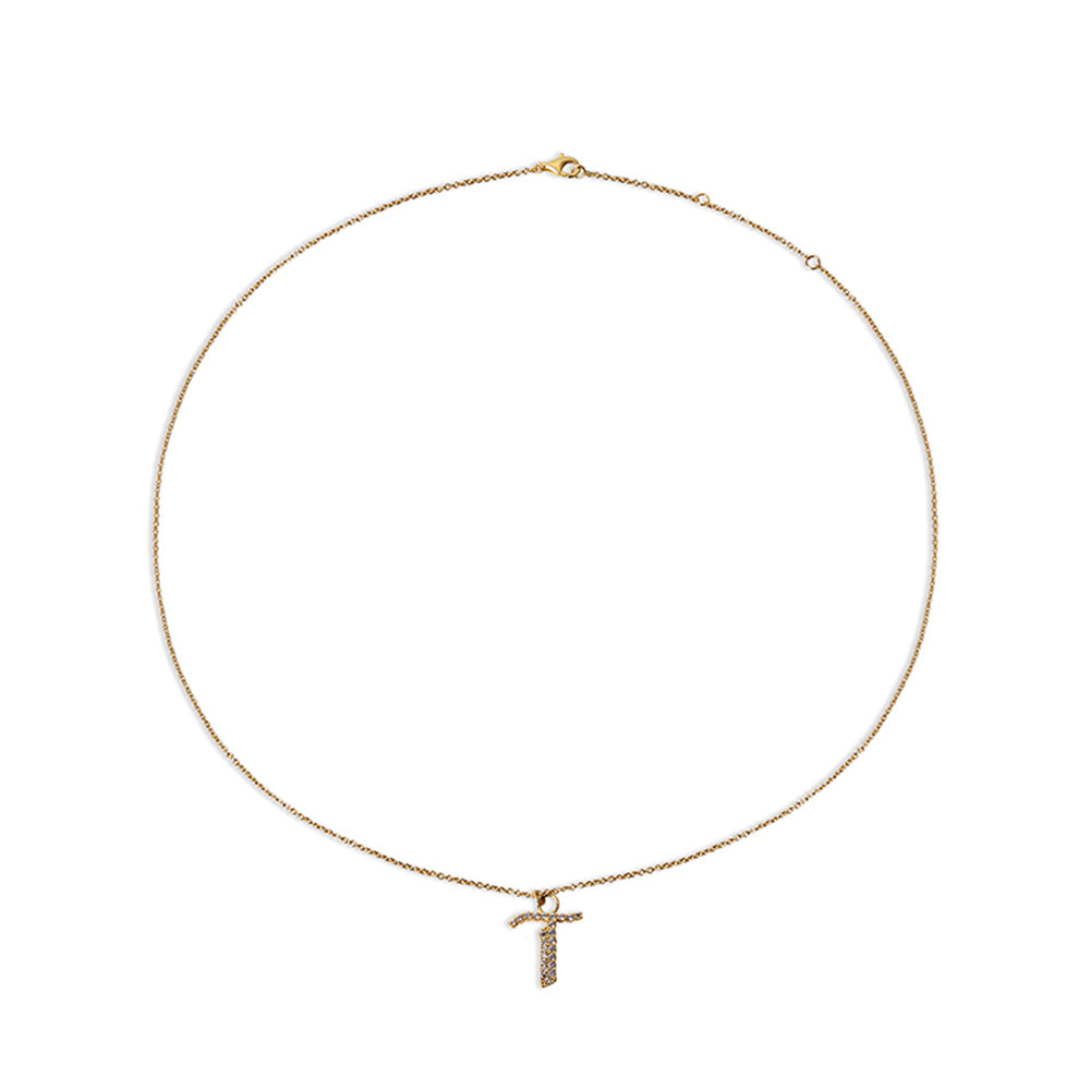 The Rigid Pave' Old English Necklace | 18KT Gold Vermeil