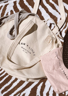 BEACH CLUB TOTE BAG - TAN + LINES by Sivan Ayla