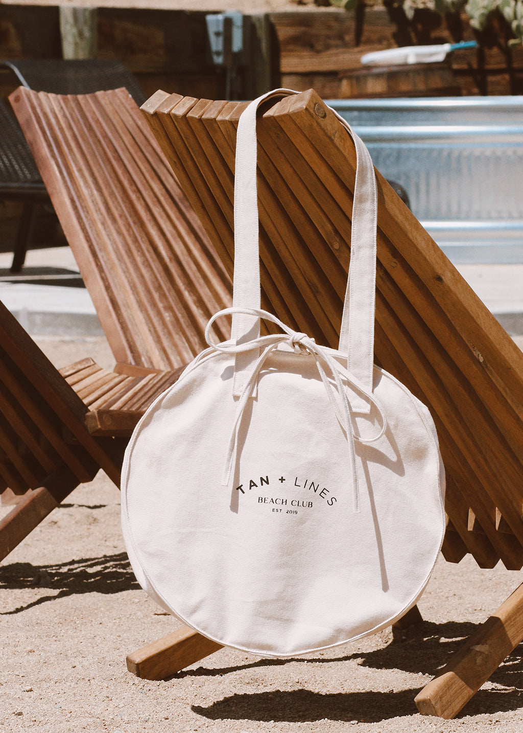 BEACH CLUB TOTE BAG - TAN + LINES by Sivan Ayla