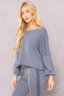 Women | Trifecta French Terry Balloon Sleeve Crop Sweatshirt | Glass