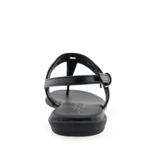 Iago Sandal Flat | Black Faux Leather