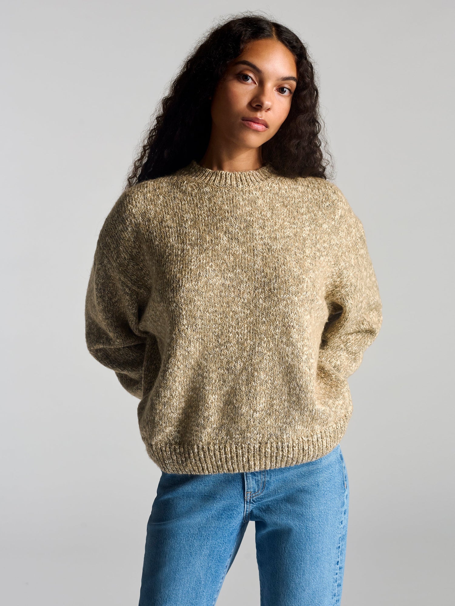 Womens | Crew Neck Sweater | Oatmeal Melange