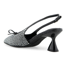 Janice Dress Slingback | Black Satin Satin