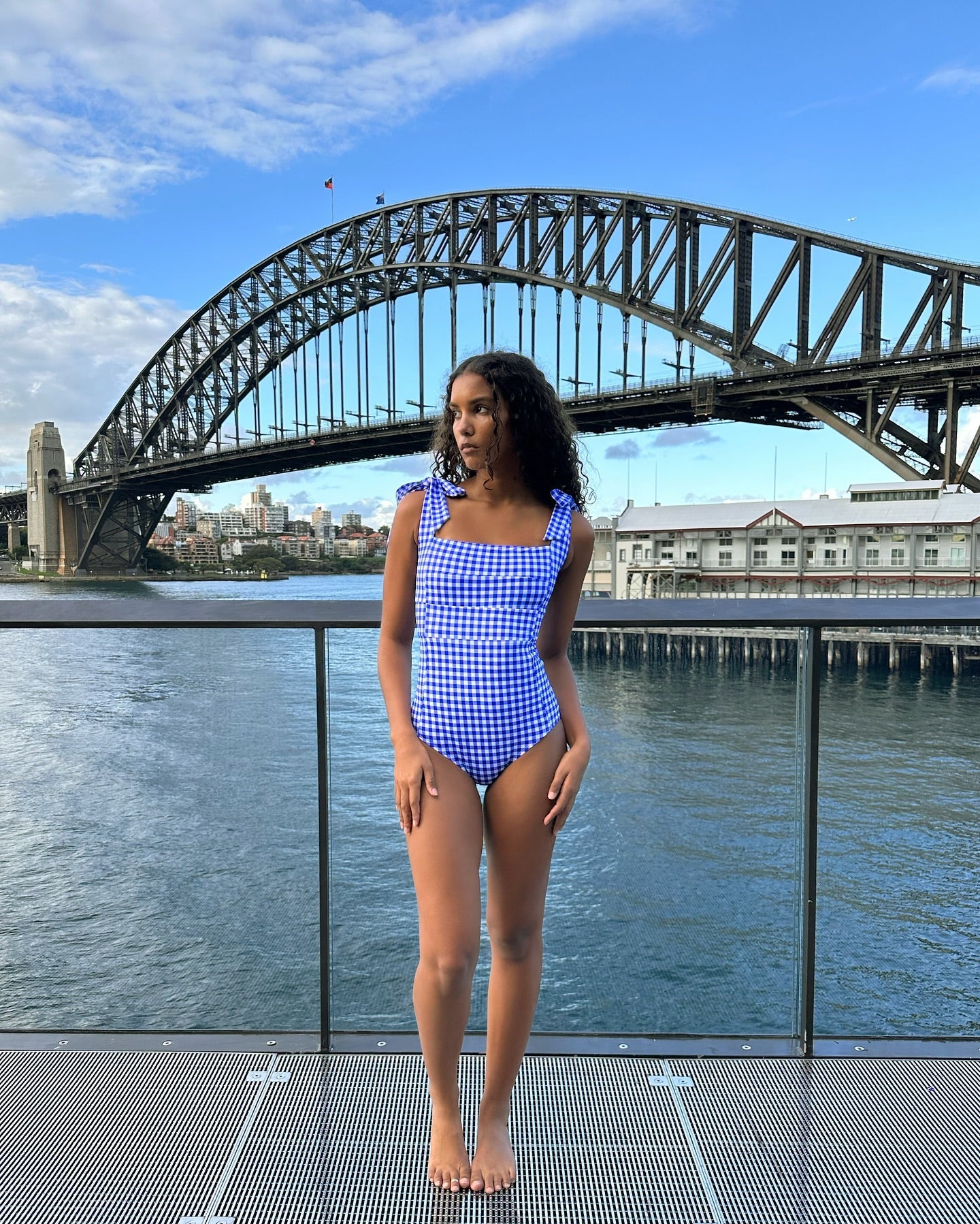 UNE PIECE-Classic Square Neck COBALT BLUE GINGHAM