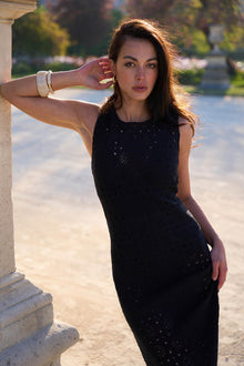 UNE PIECE-Crochet Dress BLACK