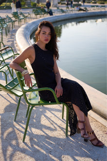 UNE PIECE-Crochet Dress BLACK