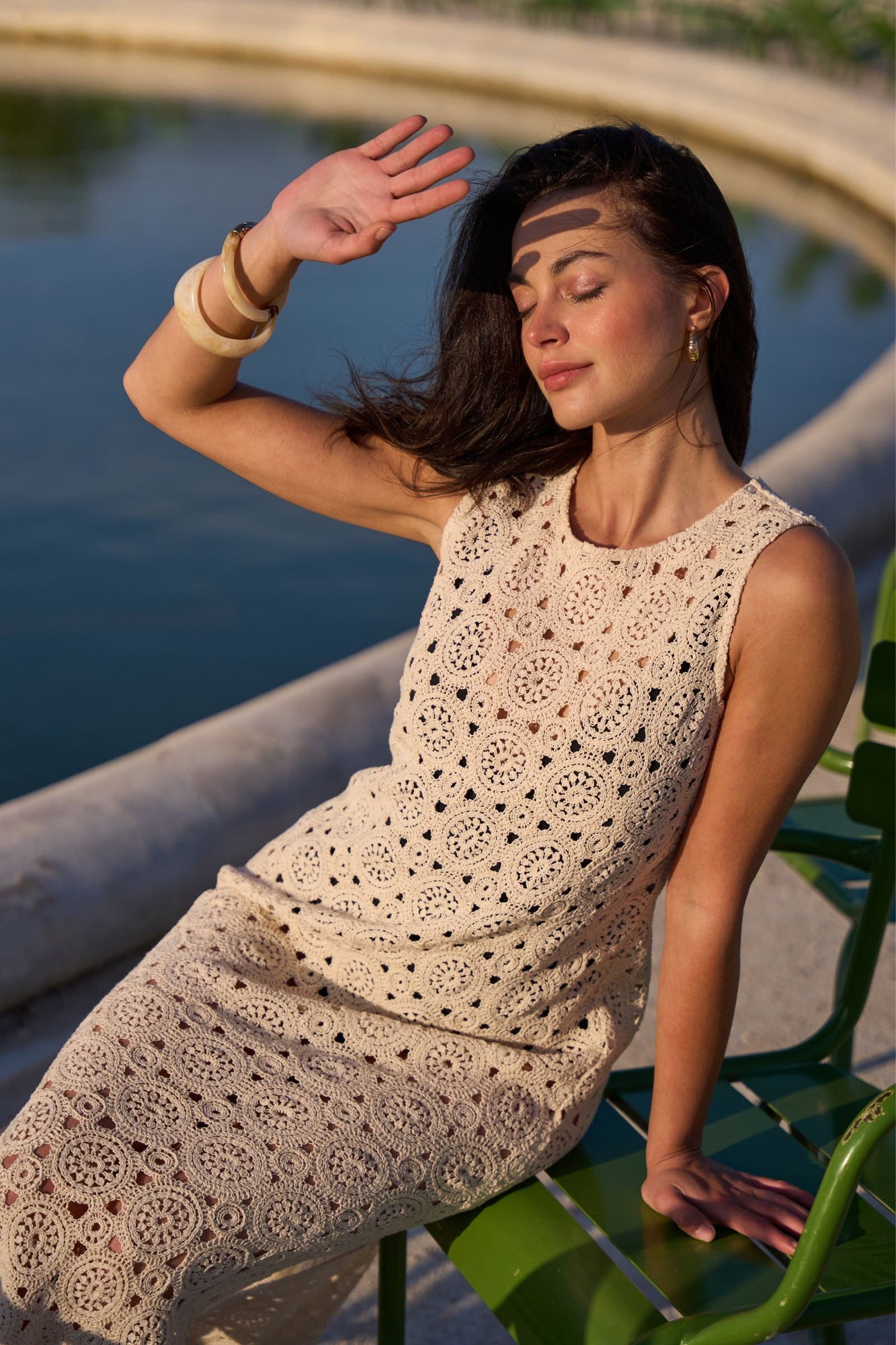 UNE PIECE-Crochet Dress OATMEAL