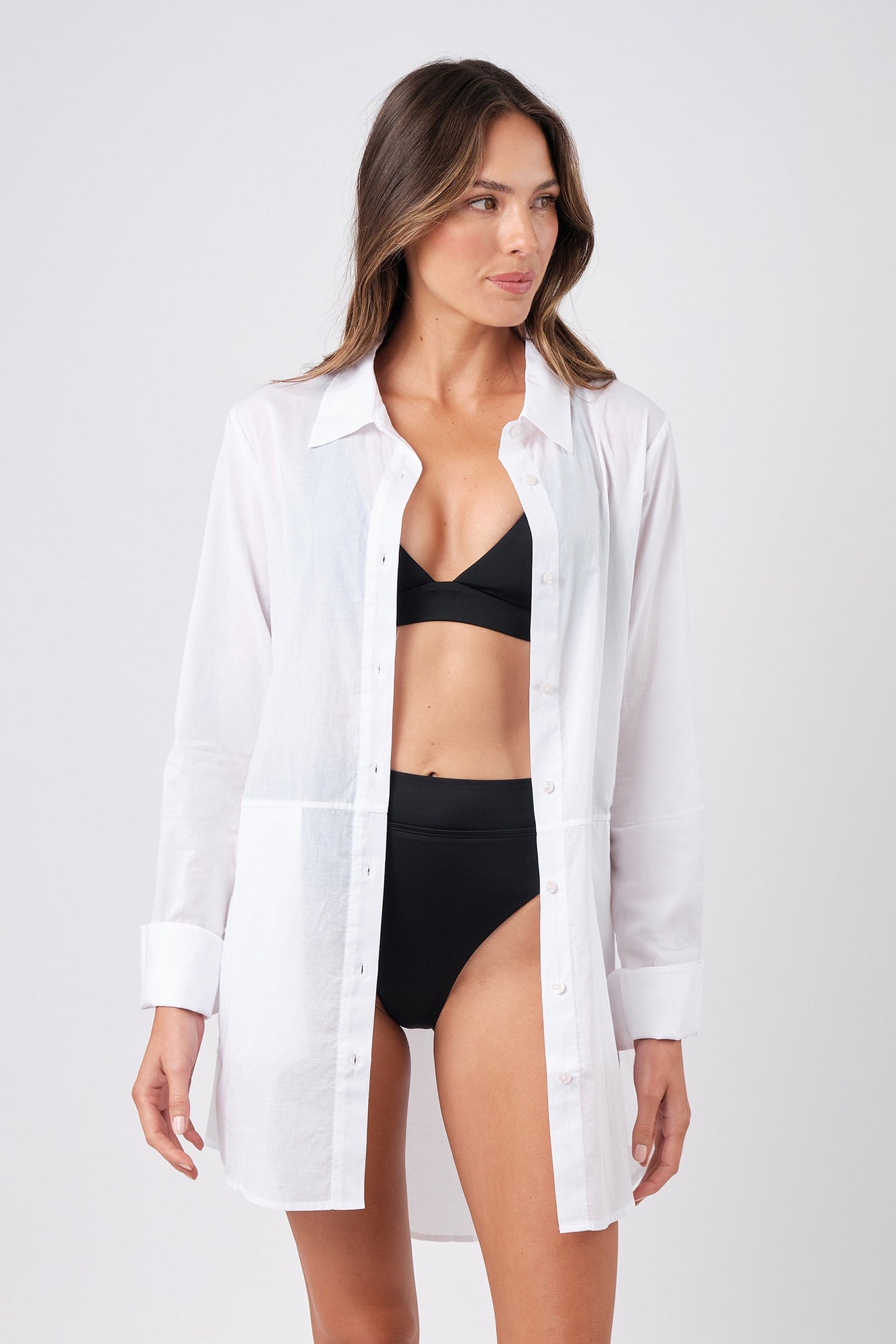 UNE PIECE-High-Cut High-Waisted Bikini Bottom BLACK