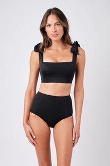 UNE PIECE-Never Say Never High-Waisted Bikini Bottom BLACK