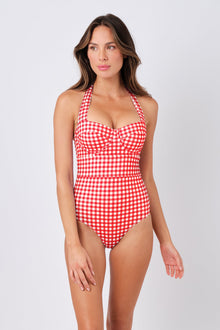 UNE PIECE-Original Bustier Balconette One Piece RED GINGHAM
