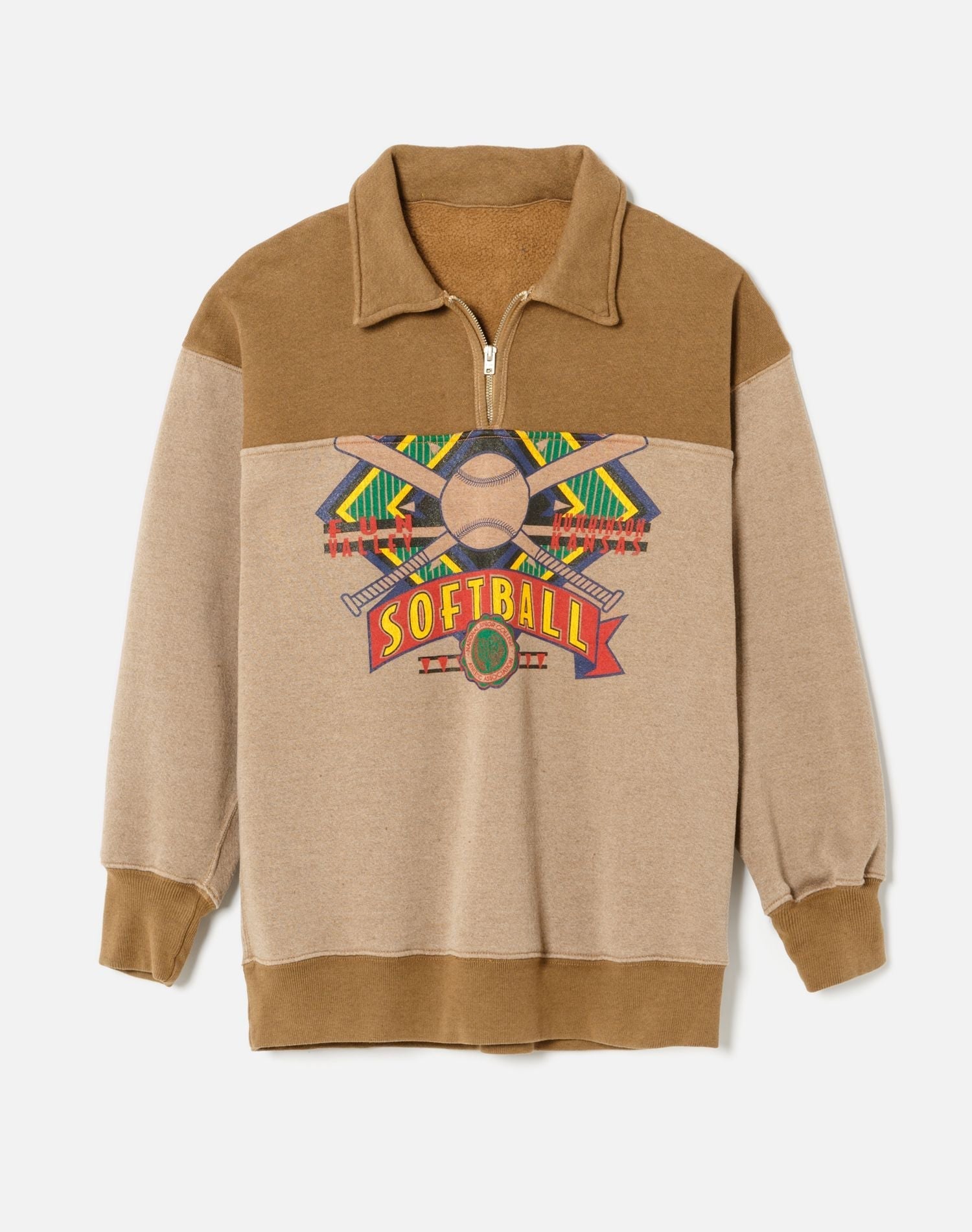 RE/DONE | 80s Upcycled Oversized Half Zip in Assorted Caramel