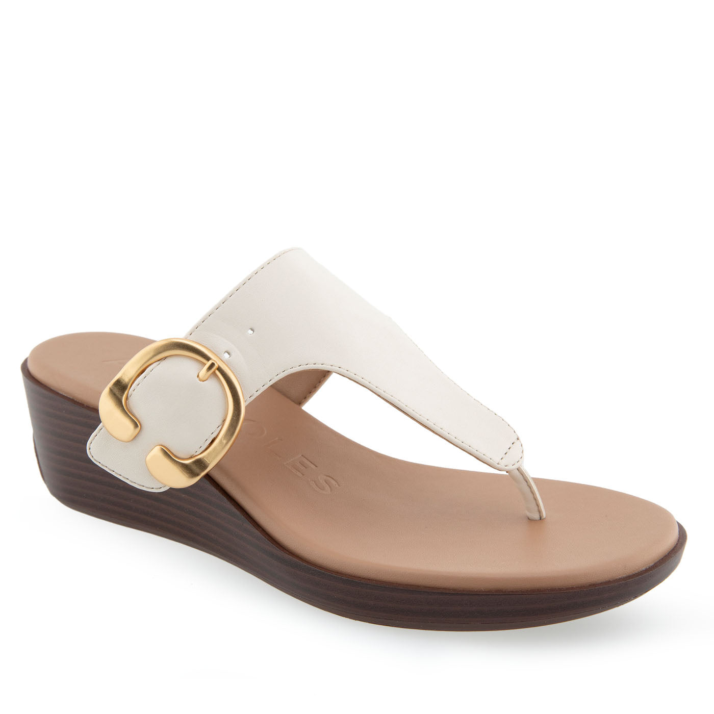 Izola Sandal Wedge | Eggnog Faux Calf