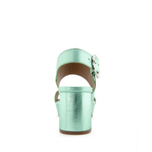Camera Sandal Platform | Mint Metallic Leather
