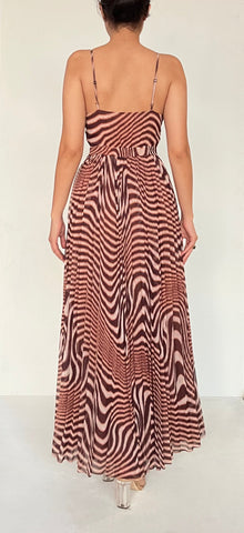 Fauve V-Neck Strapline Long Dress | Brown Zebra Print