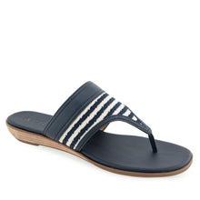 Gesa Sandal Flat | Eggnog/Navy Stripe Textured Fabric