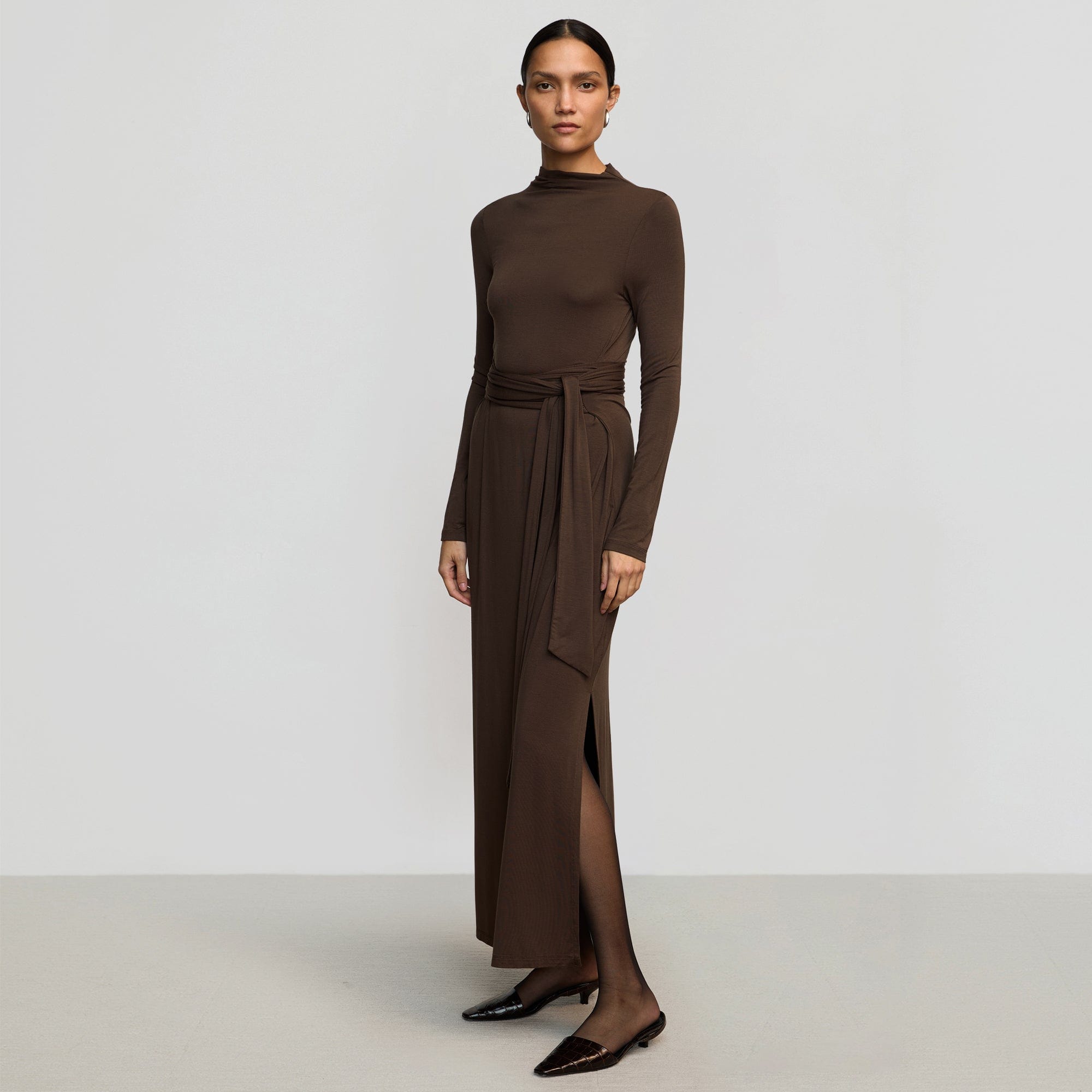 Charlotte | Vero Tie-Front Long-Sleeve Dress in Size Small