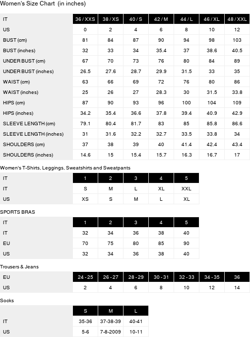 Product size guide