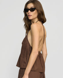 Renee | Vesna Organic Cotton Halter V-Neck Top in Size Small