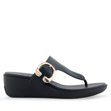 Izola Sandal Wedge | Black Faux Calf