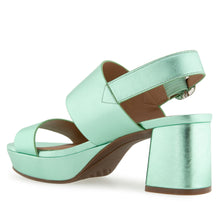 Camera Sandal Platform | Mint Metallic Leather