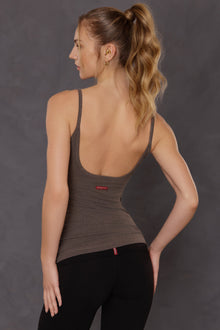 Women | Scoop Back Tank With Bra | Charcoal/Woodsmoke