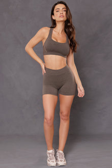 Women | High Rise Booty Short | Charcoal/Woodsmoke