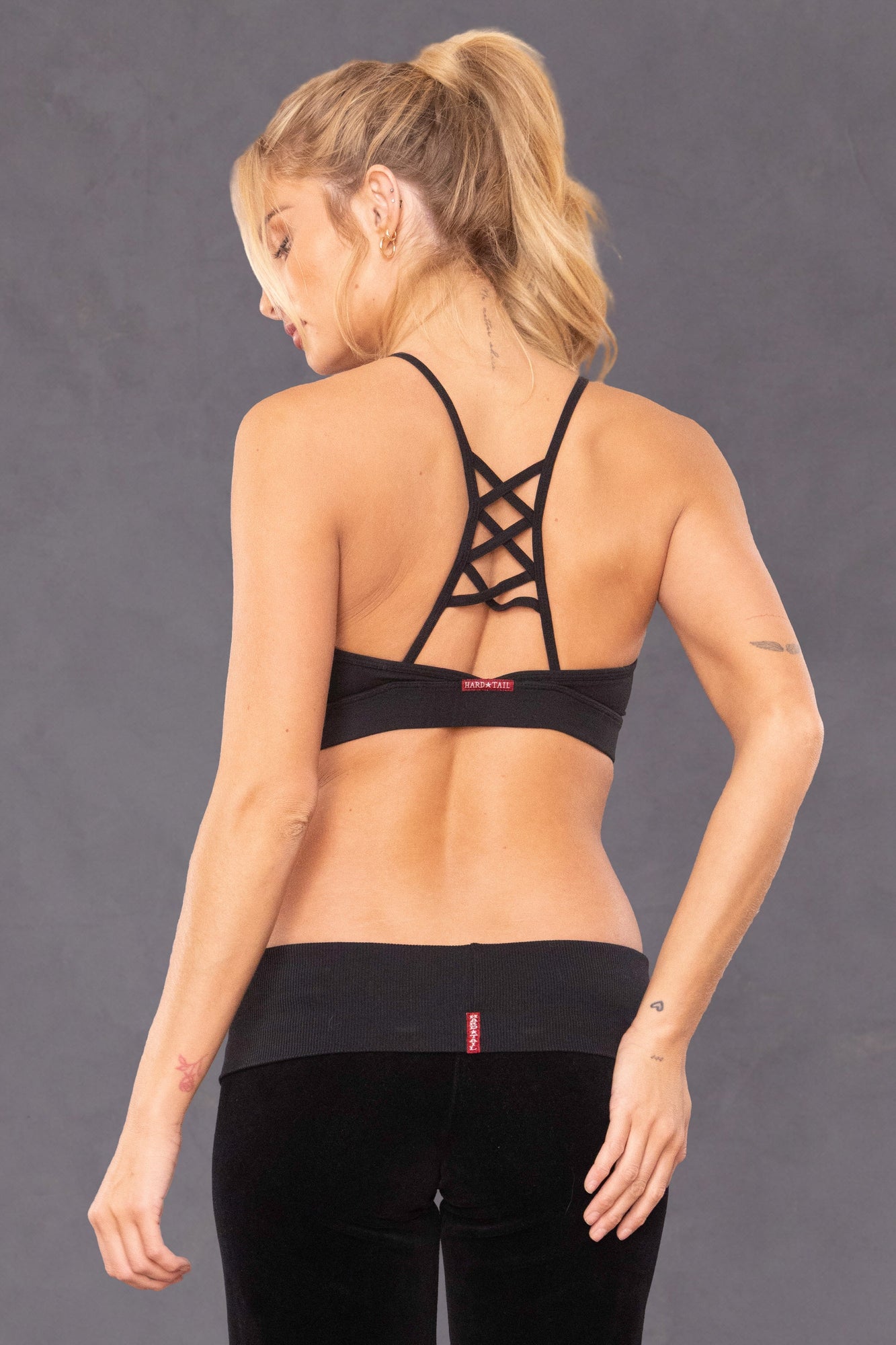 Women | Lattice Back Midi Bra | Black
