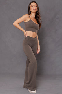 Women | High Rise Wide Flare Pant | Charcoal/Woodsmoke
