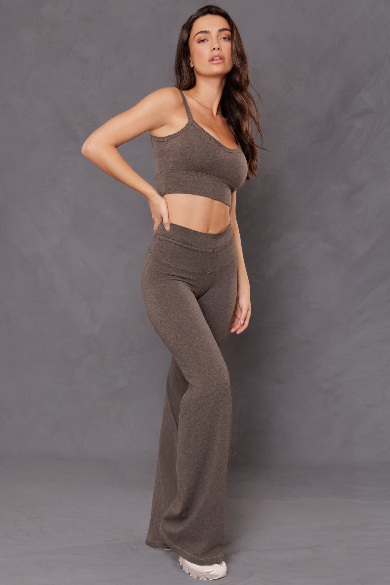 Women | High Rise Wide Flare Pant | Charcoal/Woodsmoke