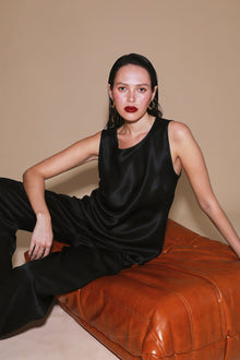 Pure Silk Singlet | Black