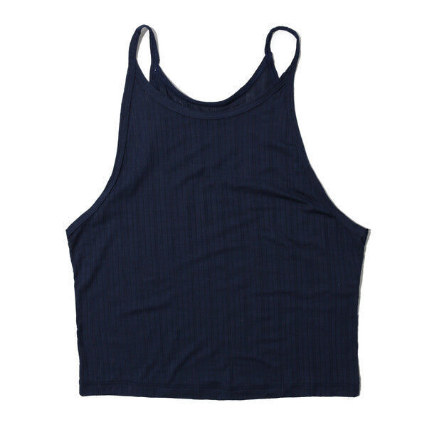 High Neck Crop Cami | Bicoastal (Blue)