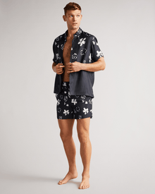 Men | Floral Swimshort | Navy Red White