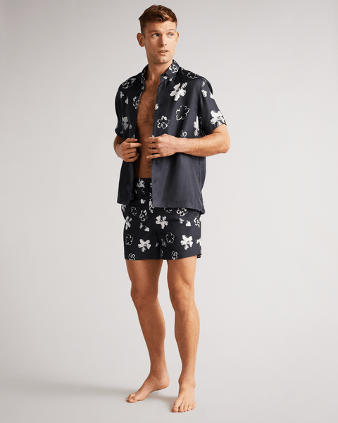 Men | Floral Swimshort | Navy Red White