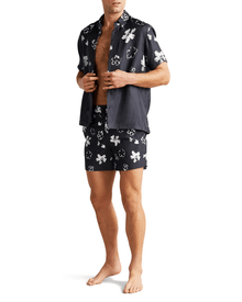 Men | Floral Swimshort | Navy Red White
