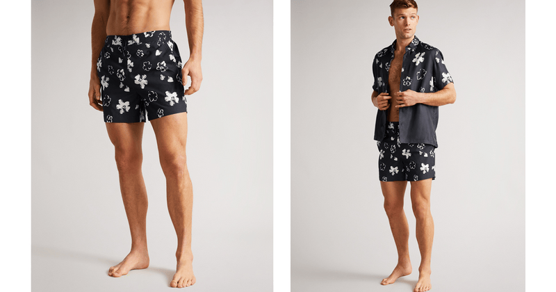 Men | Floral Swimshort | Navy Red White