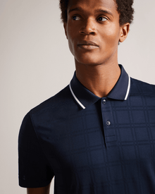 Men | Check Jacquard Tipped Polo | Navy