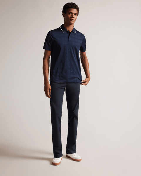Men | Check Jacquard Tipped Polo | Navy