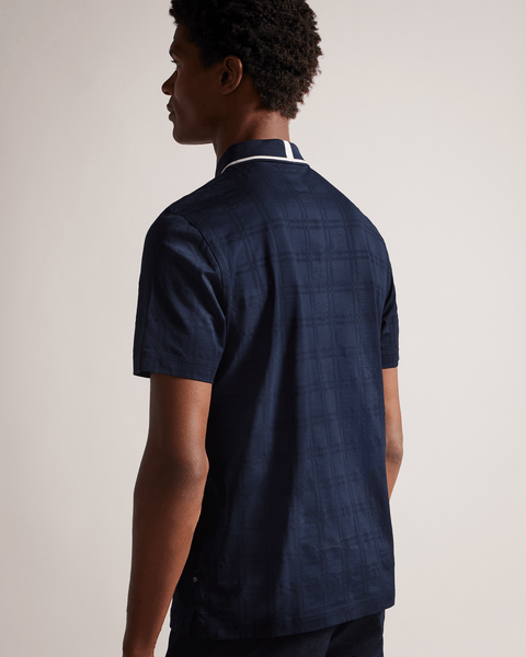 Men | Check Jacquard Tipped Polo | Navy