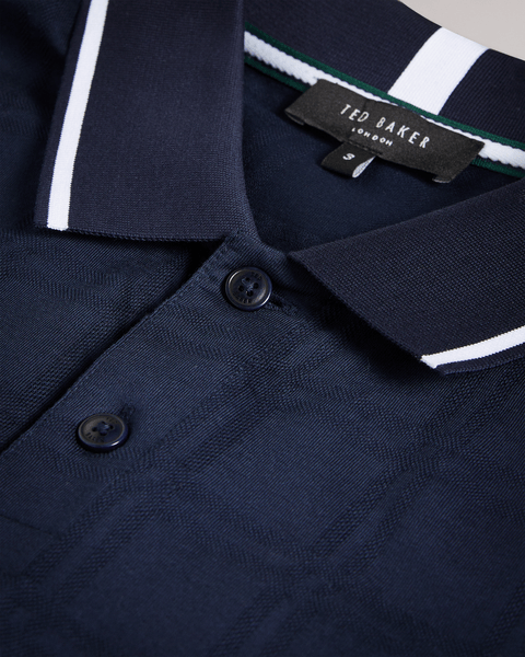 Men | Check Jacquard Tipped Polo | Navy