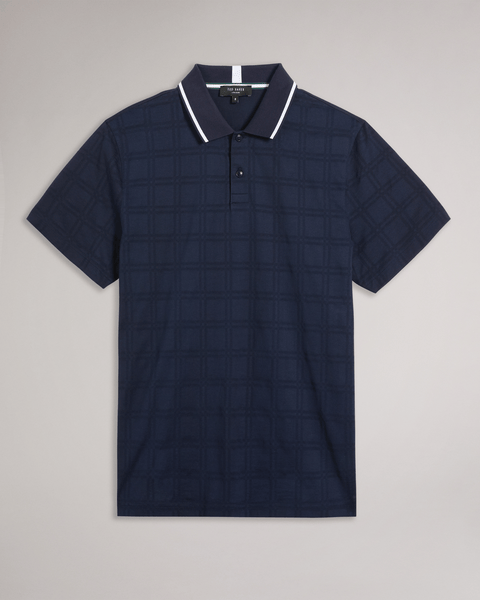 Men | Check Jacquard Tipped Polo | Navy