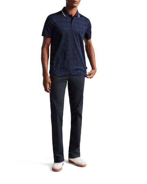 Men | Check Jacquard Tipped Polo | Navy