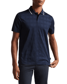 Men | Check Jacquard Tipped Polo | Navy